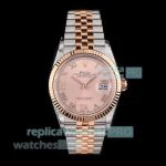 B Factory Swiss Clone Rolex Datejust 36mm Two-Tone Rose Gold Jubilee Bracelet Watch 
